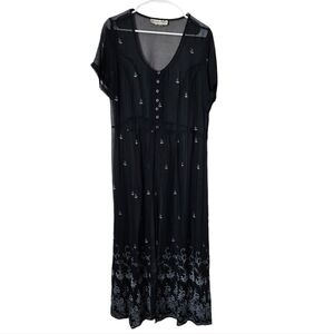 VICTORIA HOLLEY x VINTAGE sheer whimsigoth button up overlay top in black floral